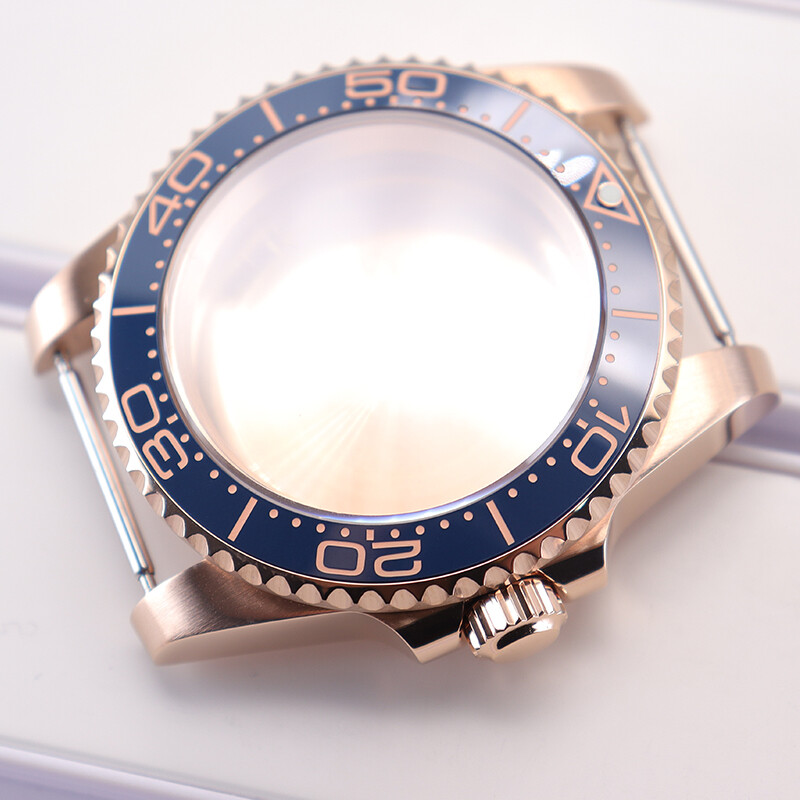 40mm Rose gold Watch Case+ Sapphire Glass Stainless Steel For Seiko Nh35 2824