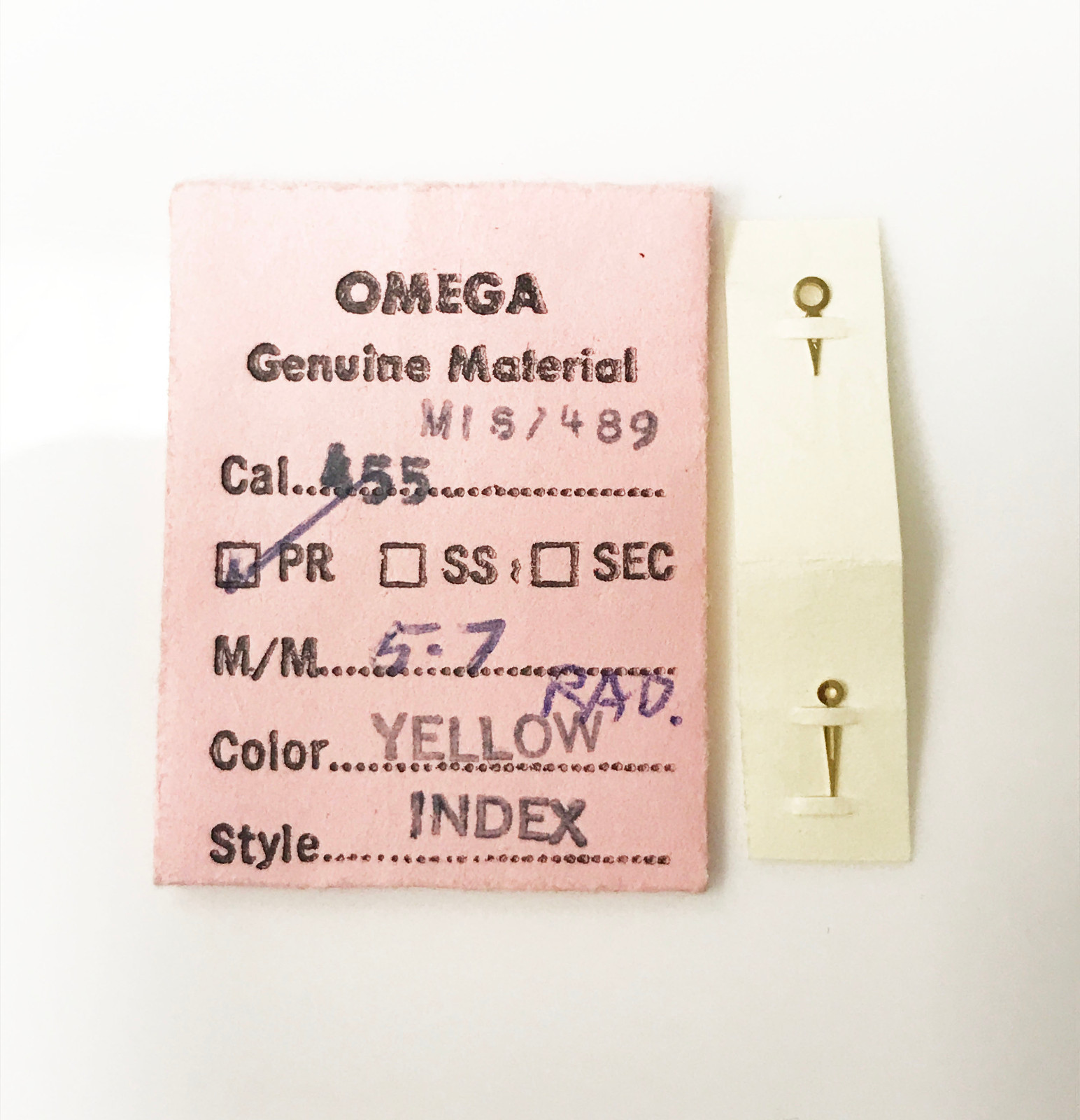 OMEGA GENUINE GOLD INDEX CAL 455 5.7MM MIS/489 HOUR & MINUTE WATCH HANDS NOS
