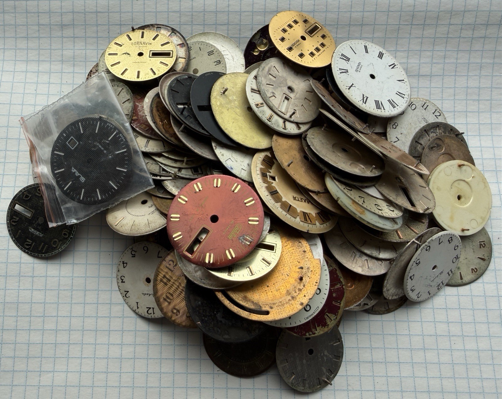 Vintage Watch Dials Lot 400g – Mechanical watch Faces, Steampunk, Soviet Art