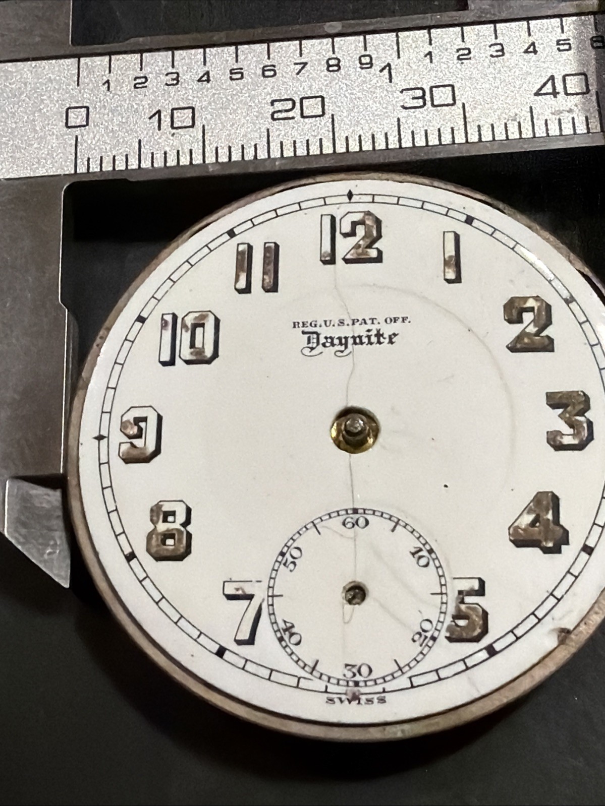 AM43 VTG Barclay Daynite 7j Pocket Watch Movement 42mm – Parts/Repair As Is**