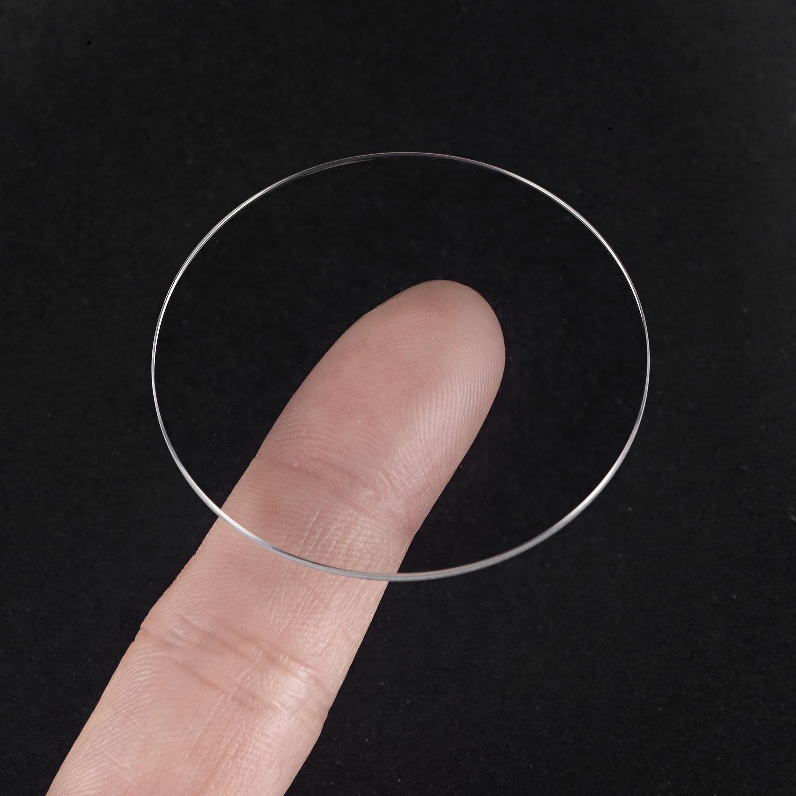 Glass Watch Single Lens Round 43mm Dia 1.3mm Edge Thickness, Transparent