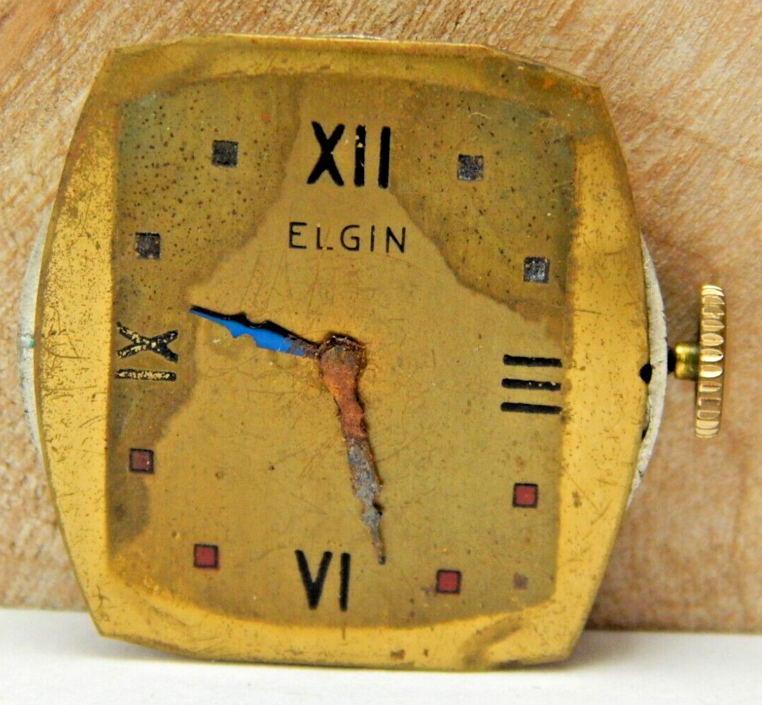 Vintage 1918 Elgin 431 7 jewel 6/0s men’s wrist watch movement with case back