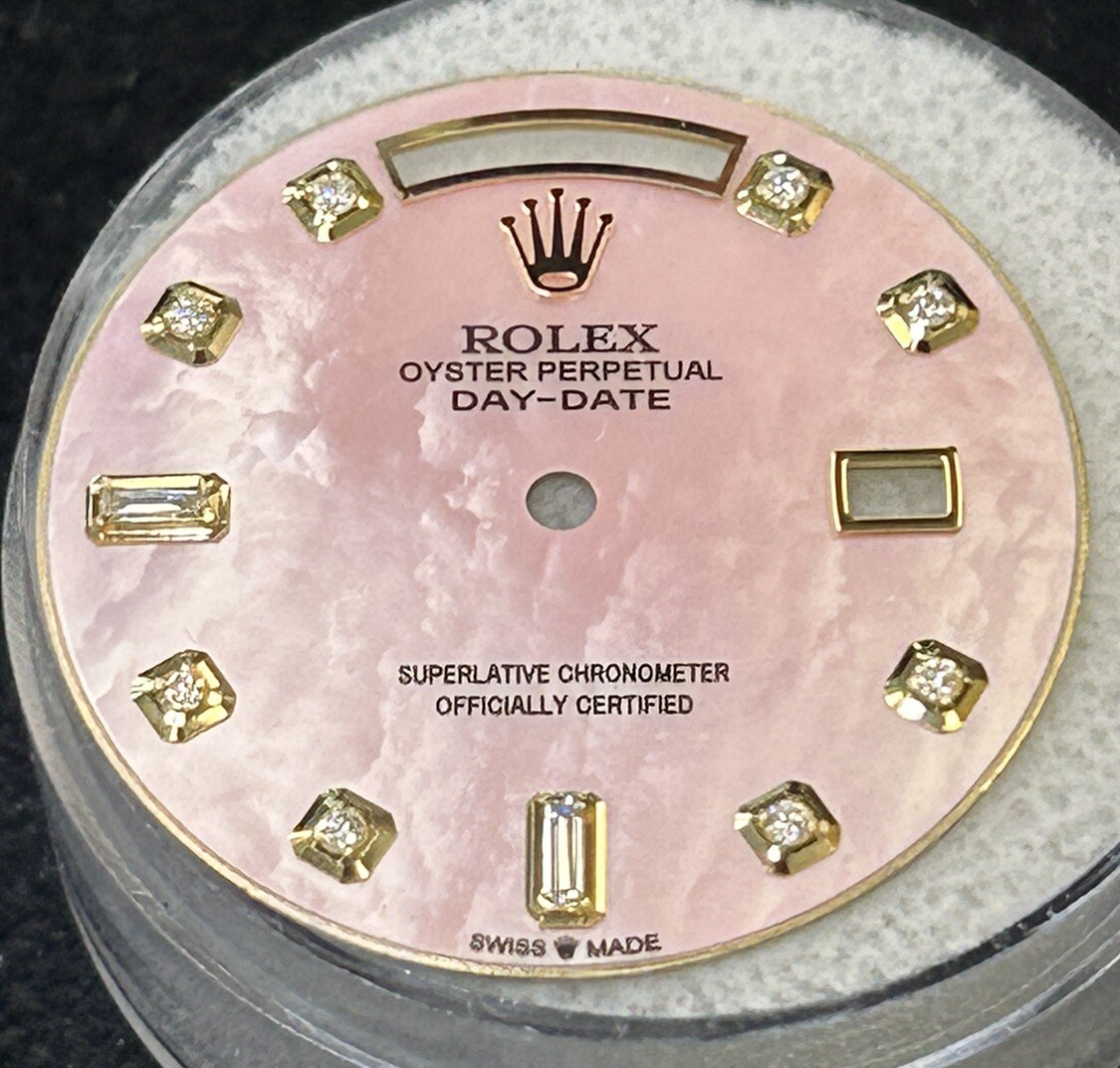 Rolex Quickset President Custom Pink MOP Baguette Diamond Dial For 18038-118238