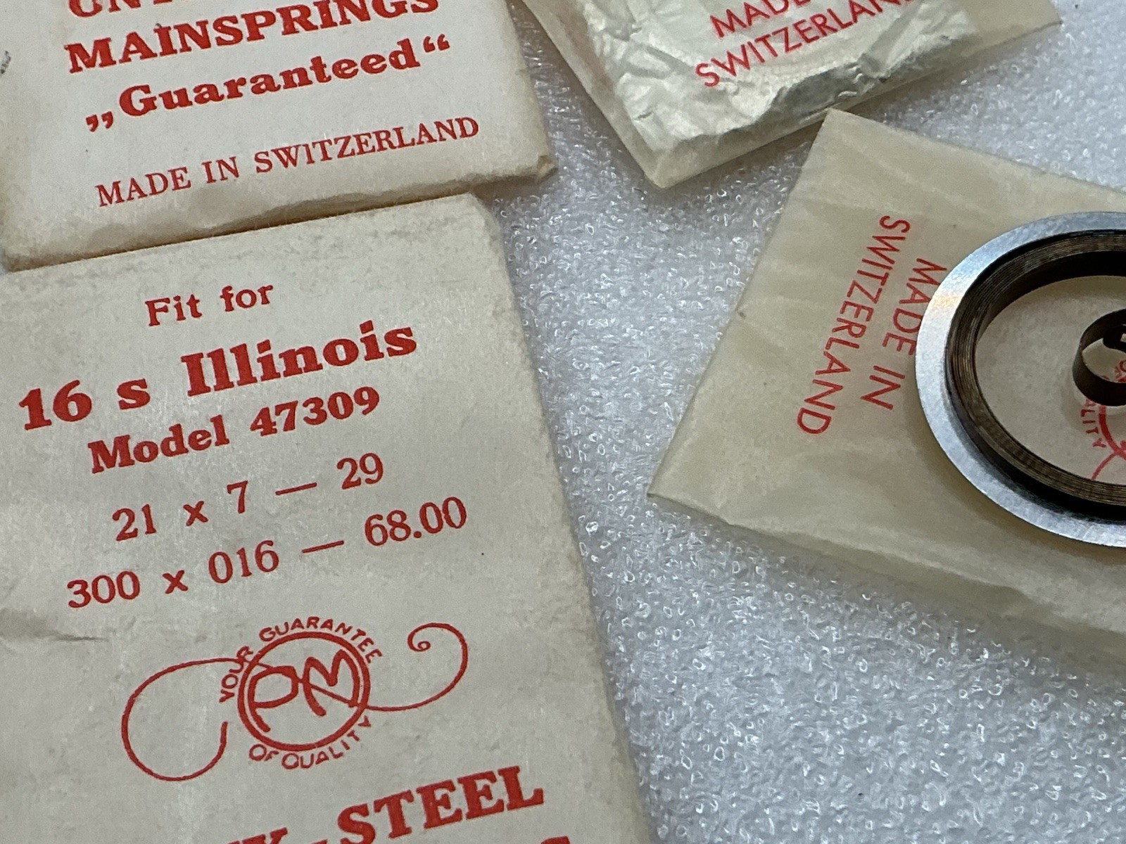 16s Illinois 47309 Bunn Special 60 Hour Mainspring Onyx-Steel 2 Mainsprings