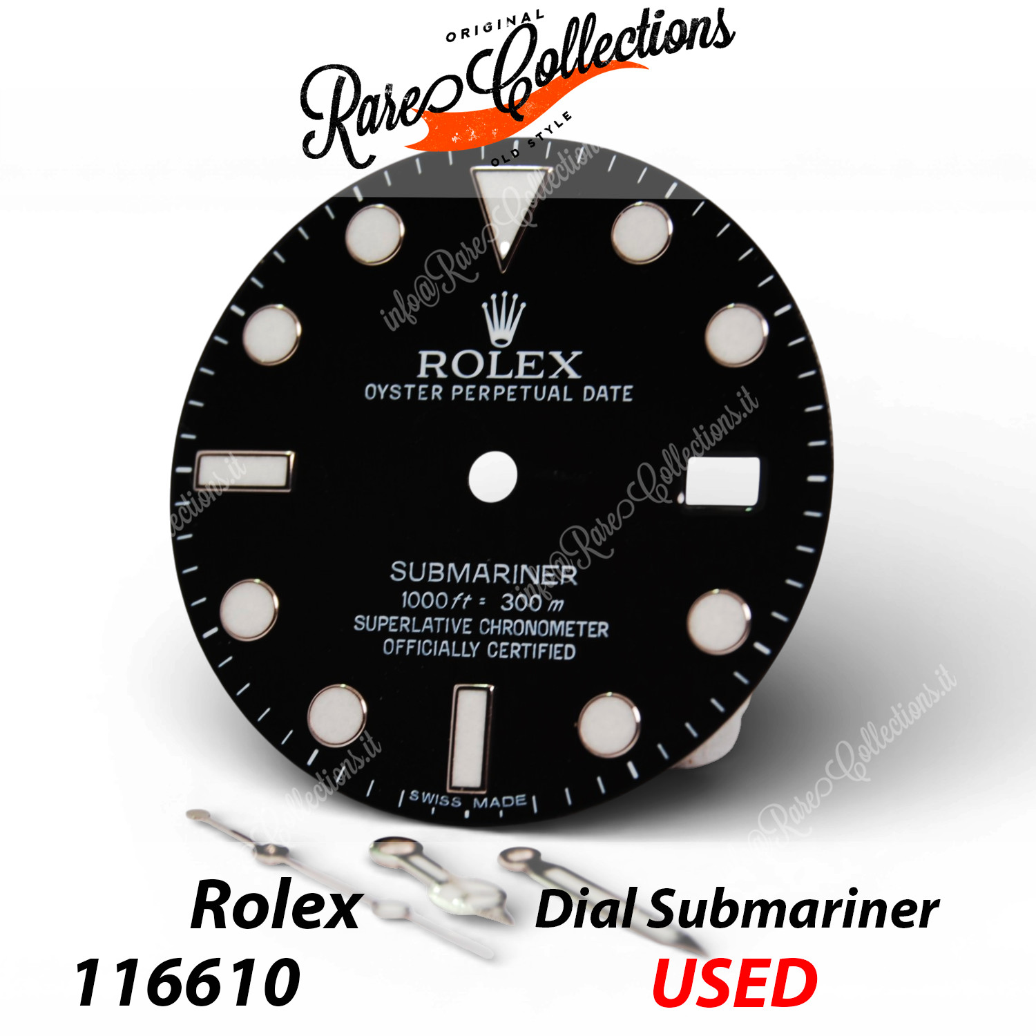 Rolex Dial 116610LN Used Dial Submariner Chromalight Black + Lancette