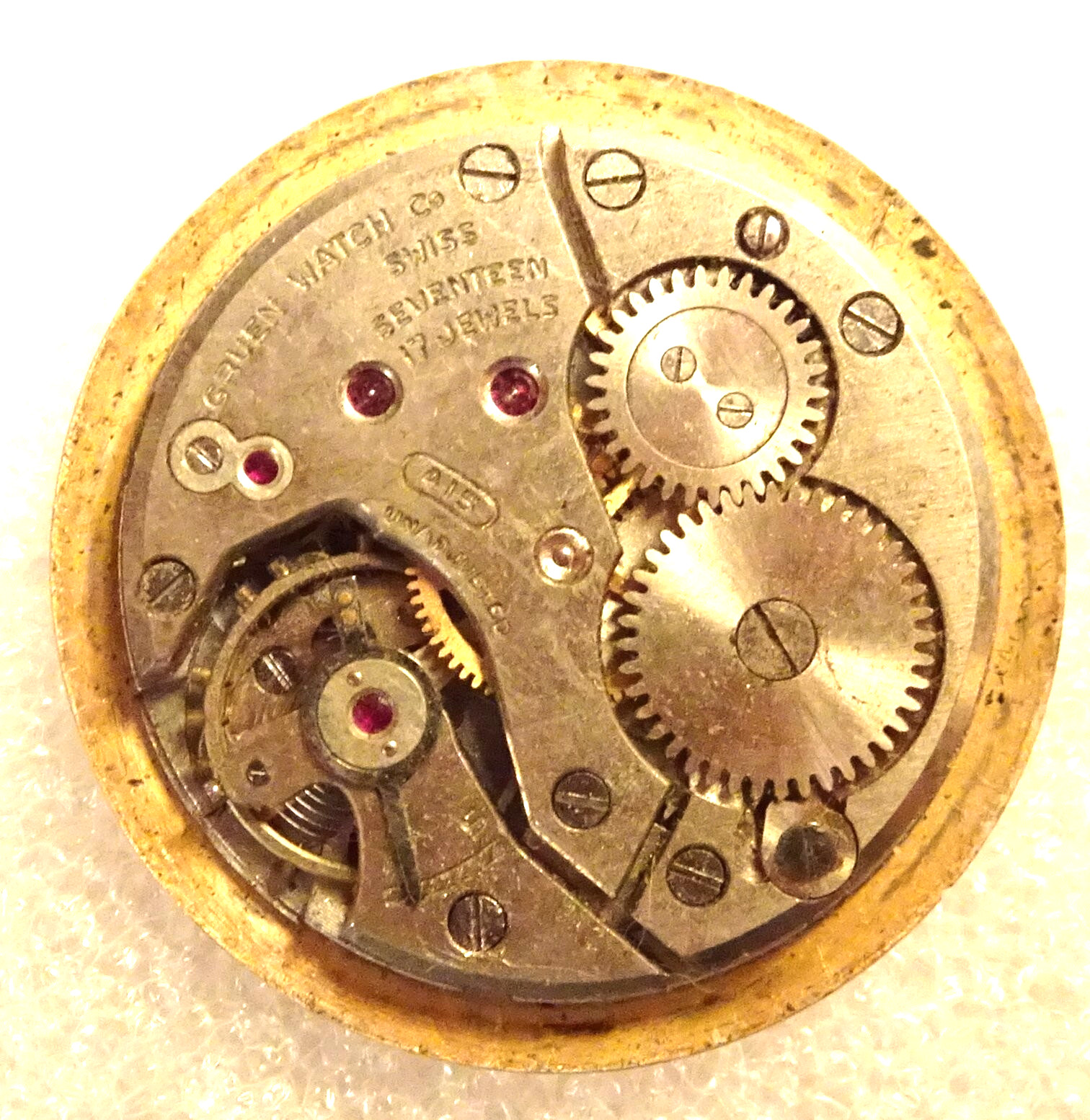 Gruen Wristwatch Movement 17J Men’s Vintage Parts or Repair 415 Precision