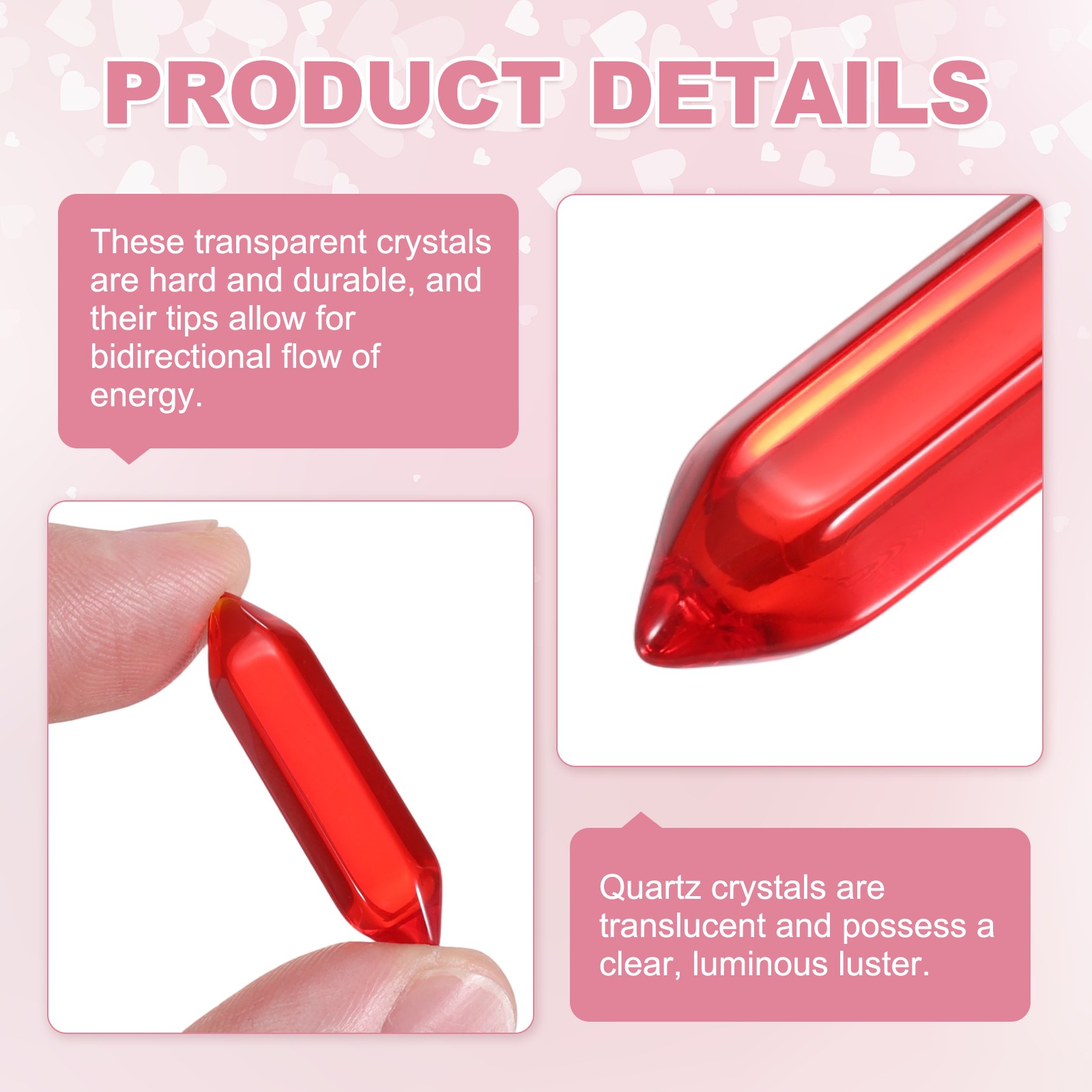 10 Pack Clear Red Agate Quartz Crystals, Polished Crystals Bulk