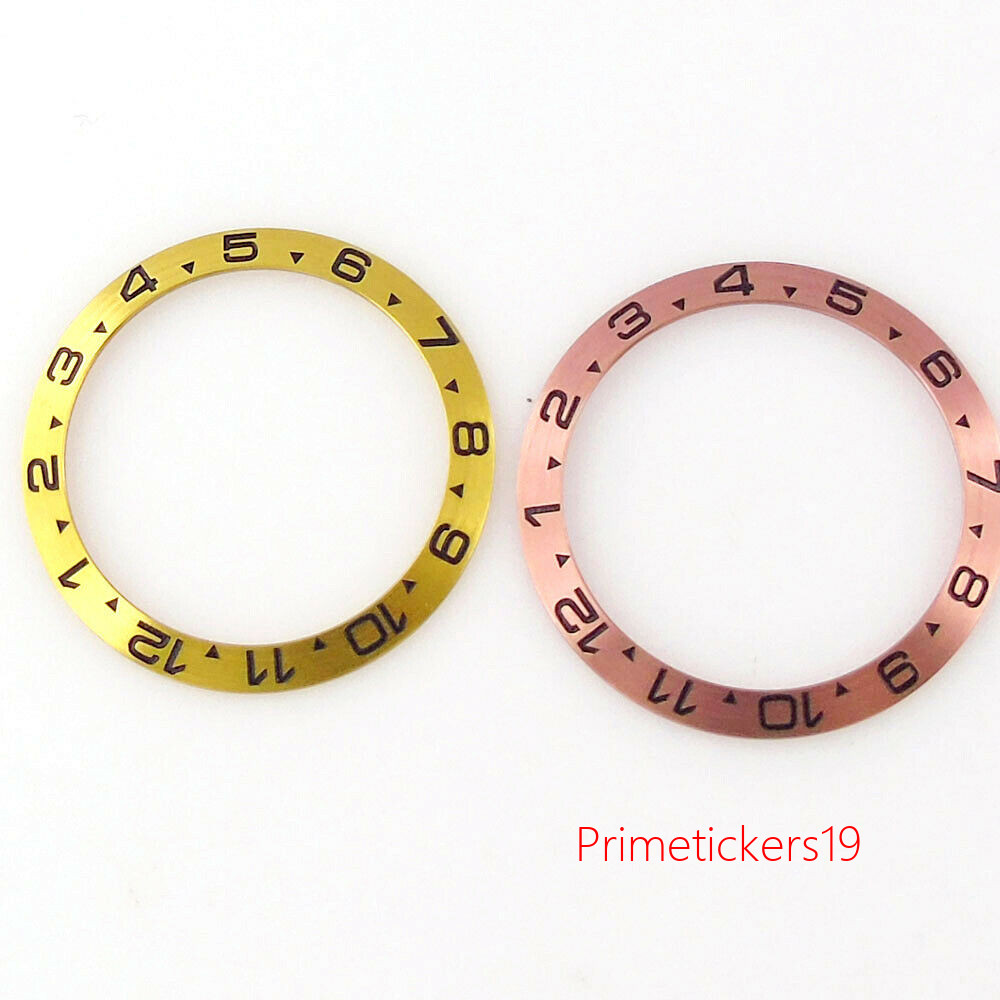 38mmx30.6mm Silver/Golden/Pink Sloping Steel Watch Bezel Insert Fit 40mm Watch