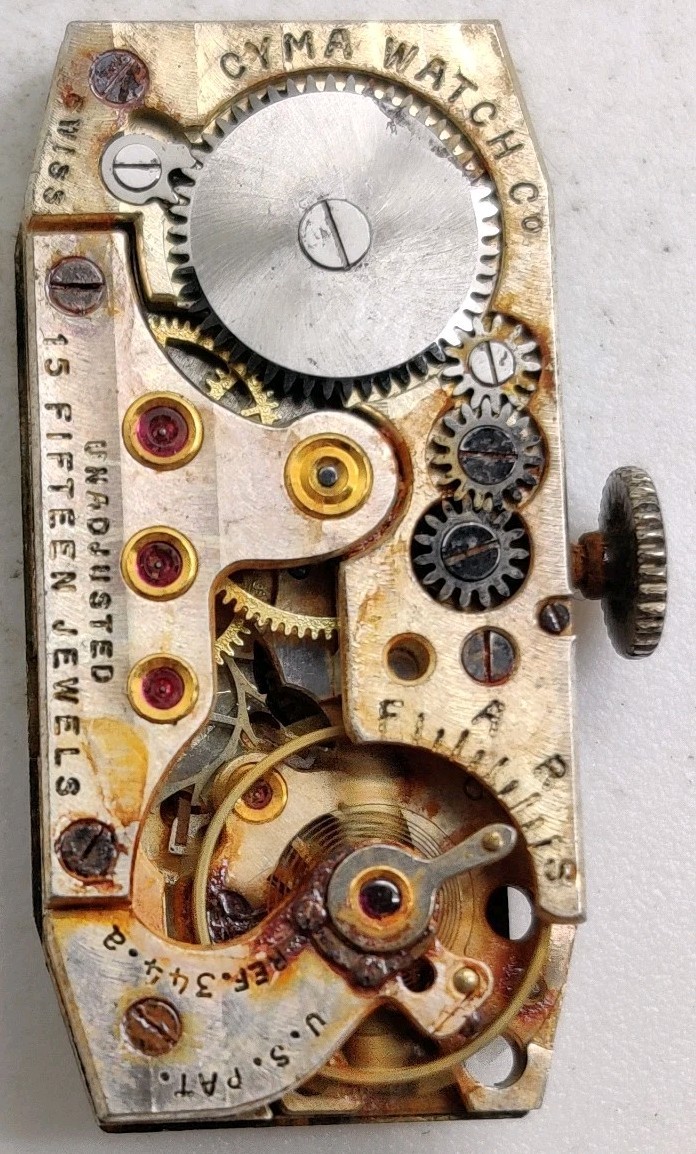 Vintage Cyma Tavannes Cal. 344.a 15 jewel watch movement Runs For Repair