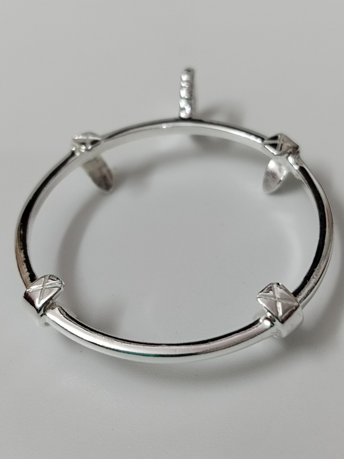 925 Sterling Silver Round Pendant setting prong Blank Bezel Holder Coin