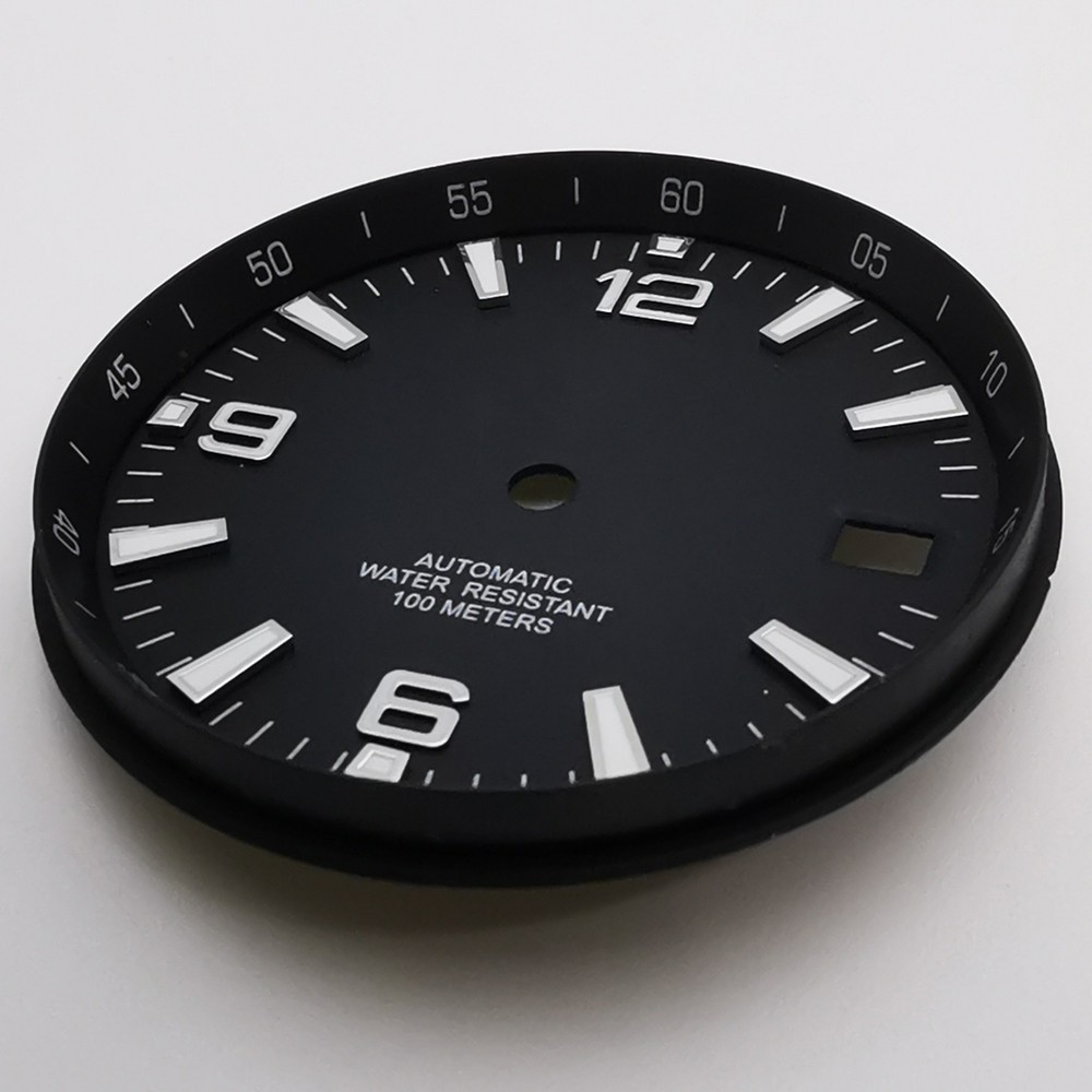 31mm sterile white black blue green watch dial luminous fit NH35 movement