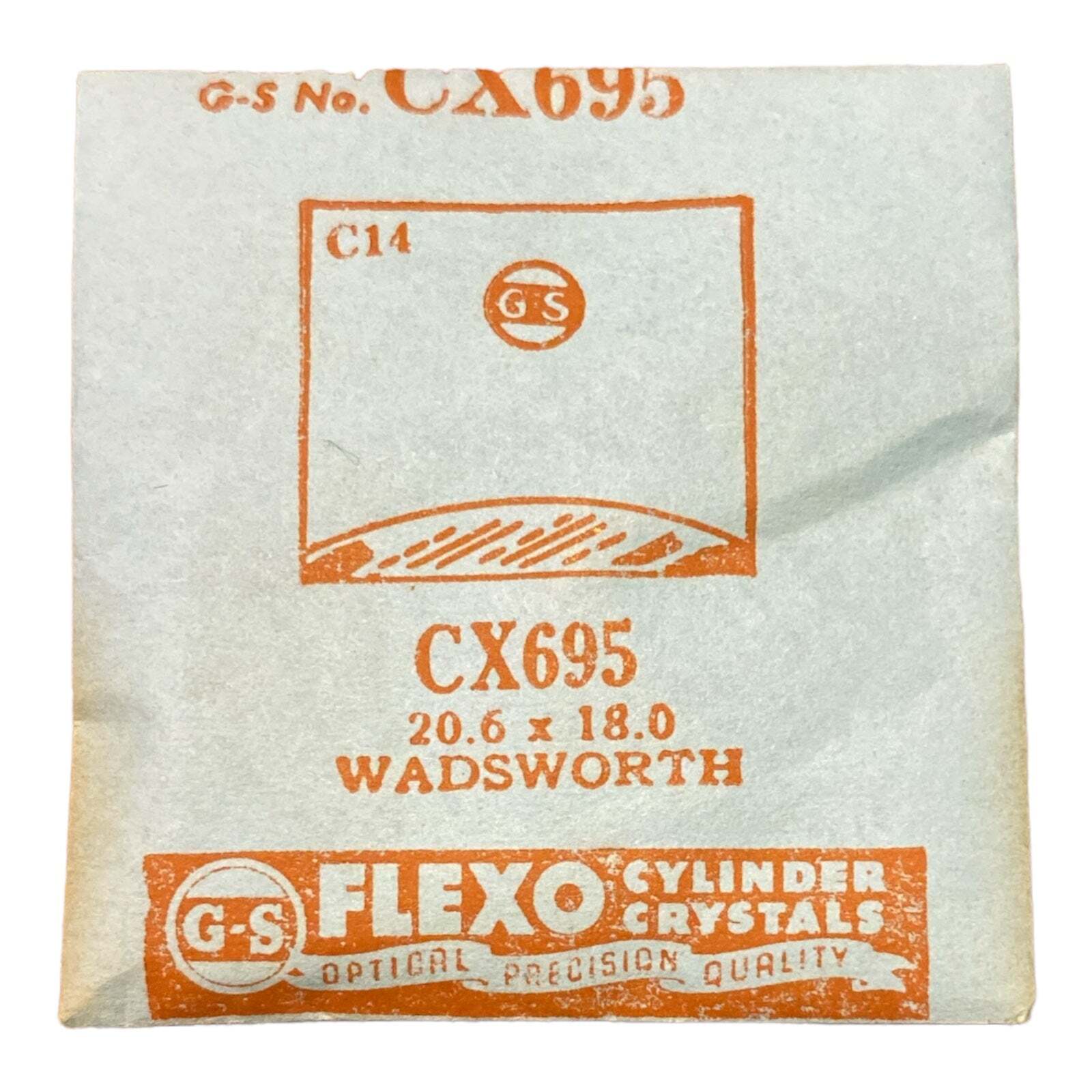 Germanow-Simon Mach (GS) CX695 Watch Crystal 20.6×18.0 NOS Part Flexo Wadsworth