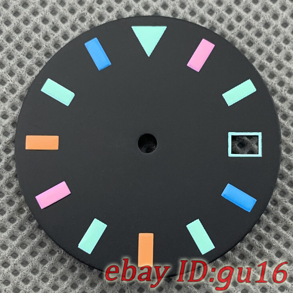 29mm Sterile Black Watch Dial Green Luminous Fit NH34 NH35 NH36 Movemen