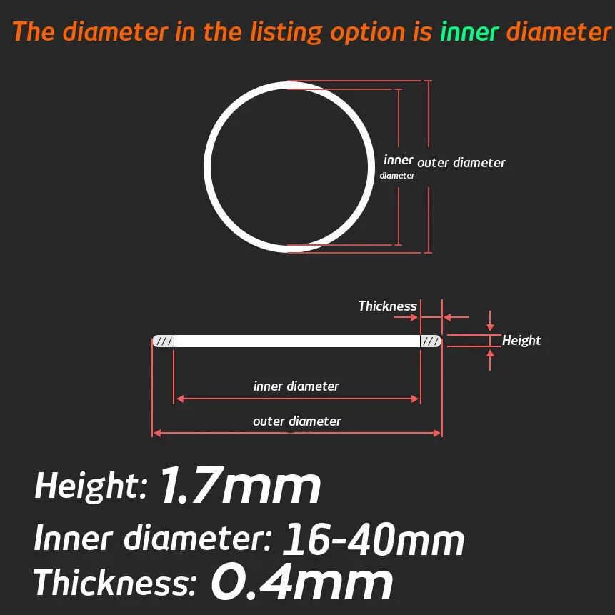 16mm-40mm White Gasket Watch Crystal Glass Sealing O-Ring Front Watch Case Rings