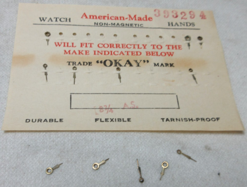 AMERICAN MADE WATCH HANDS 8 3/4 AS WATCHMAKER REPLACEMENT PARTS #252