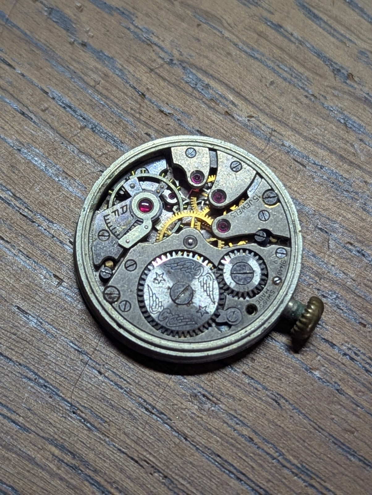 Rotary 9/440 Mens Watch Movement / Dial for Restoration, Good Balance #P801