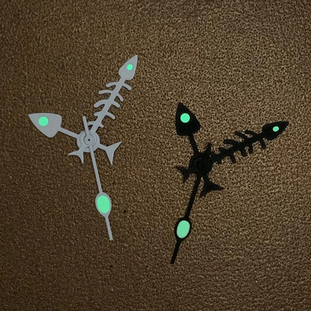 Fish Bone Watch Hands Green Luminous Steel Pointer For NH35/NH36/4R/7S Movement