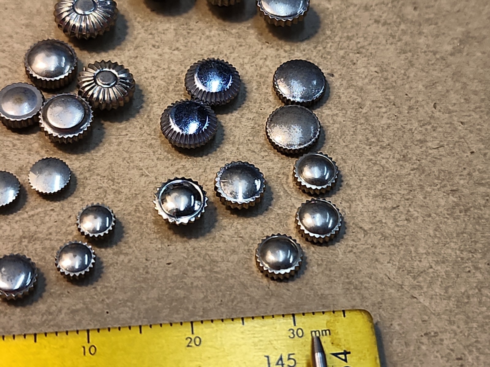 Lot Of 24 Mixed Vintage White GF, SS, & Chrome Pocket & Bracelet Watch Crowns