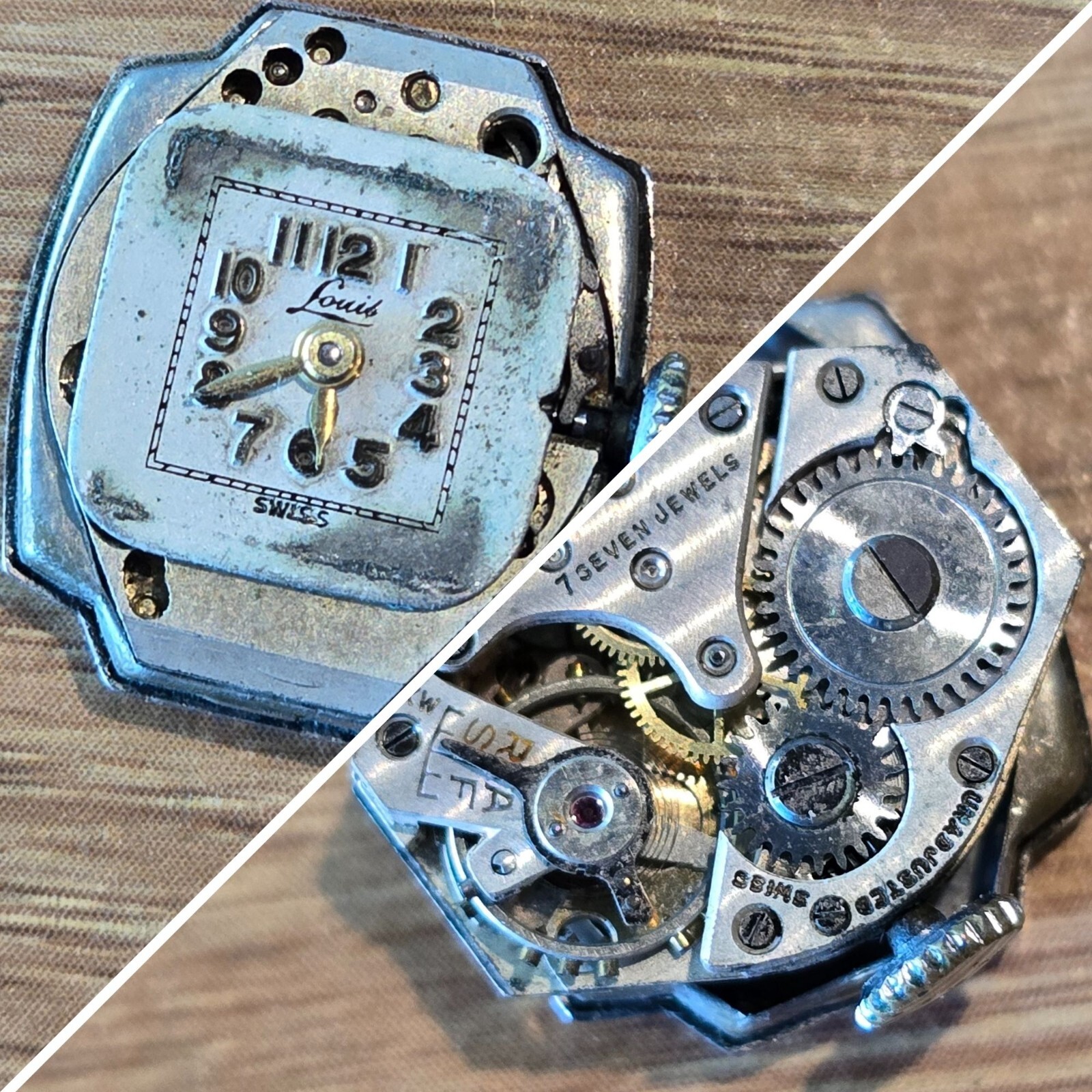 Vintage Louis Homis 7 Jewel FXW Pinstripe Mechanical Watch Movement Part WP2