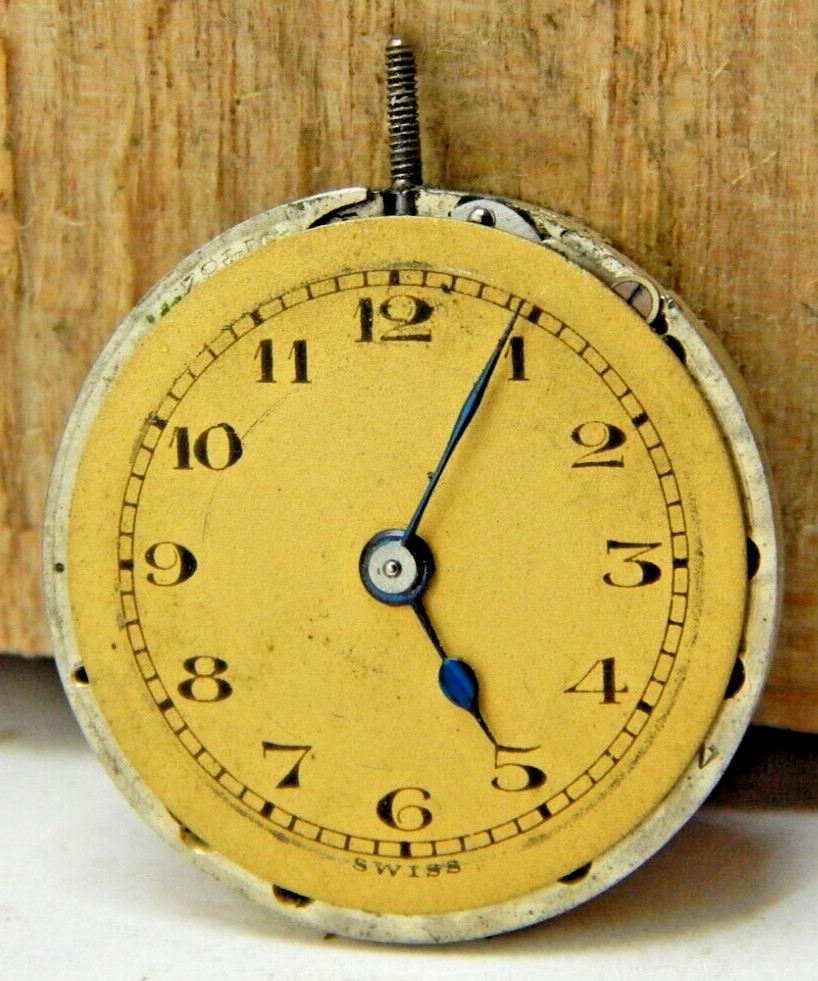 Vintage Rubaiyat 15 jewel 3 adjustment 8/0s pocket watch movement w/ dial & stem