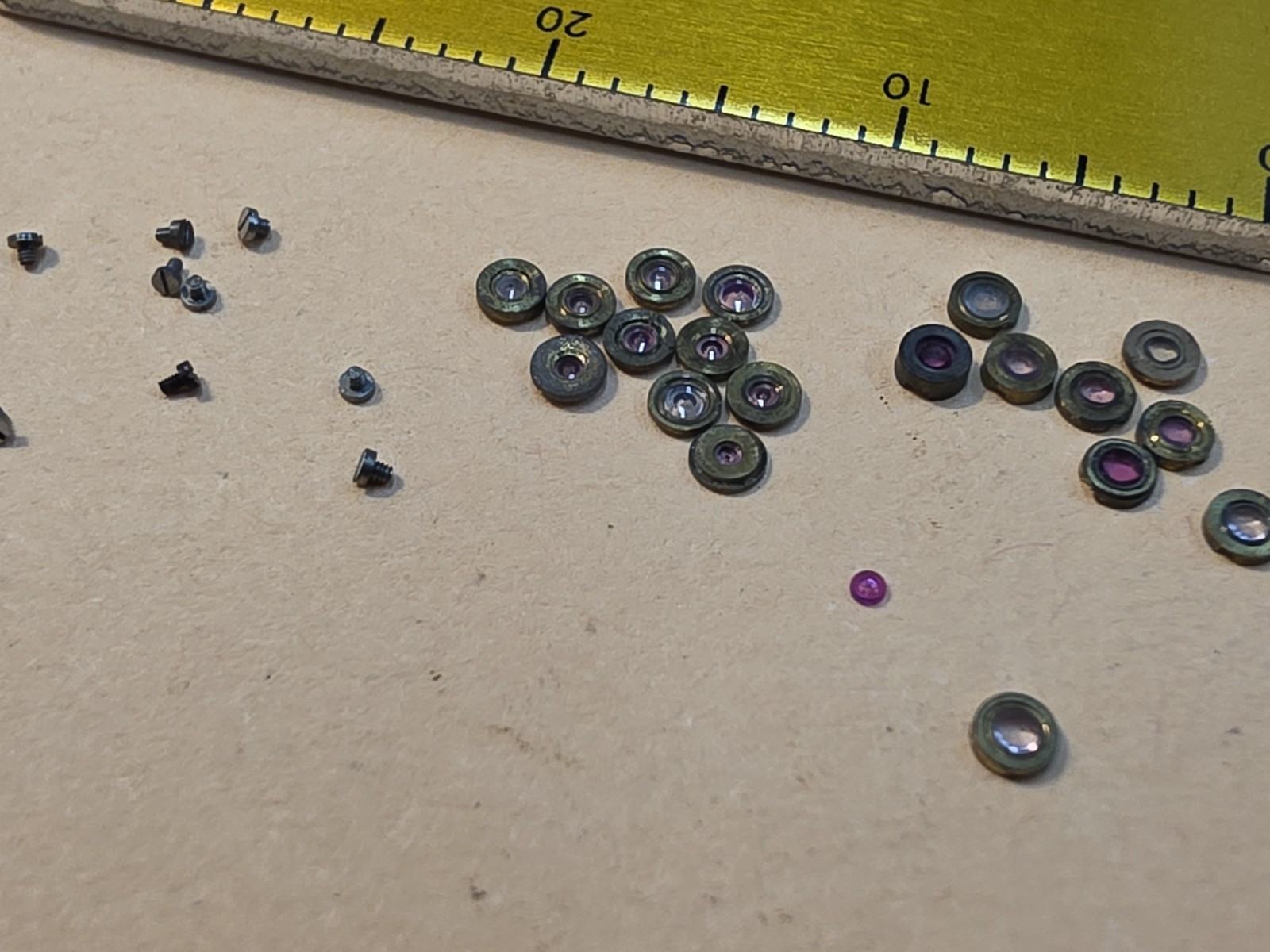 Lot Of NOS Elgin Mixed 0s-3/0, & 4/0 Pocket Watch Hole & Cap Jewels, Screws