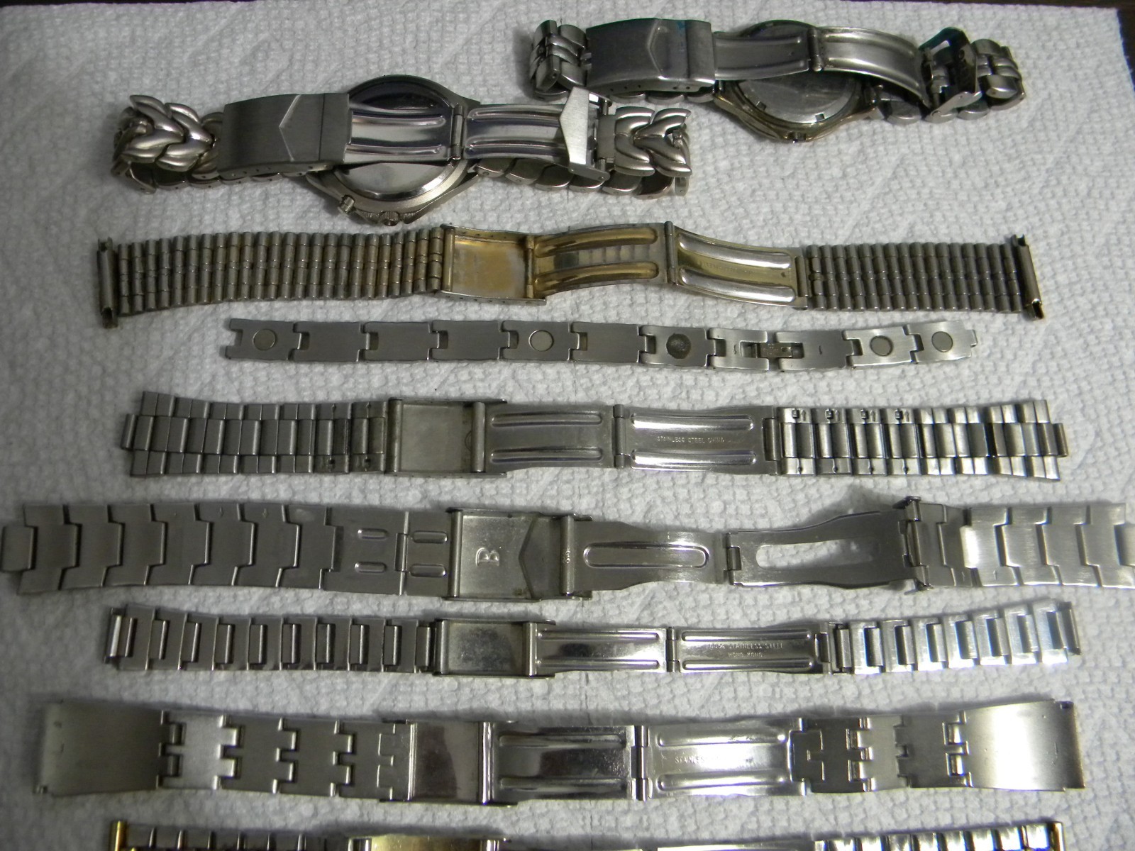 Lot of 11 Men’s Ladie’s Stainless or Other Watch Bands with Deployment Clasps #2