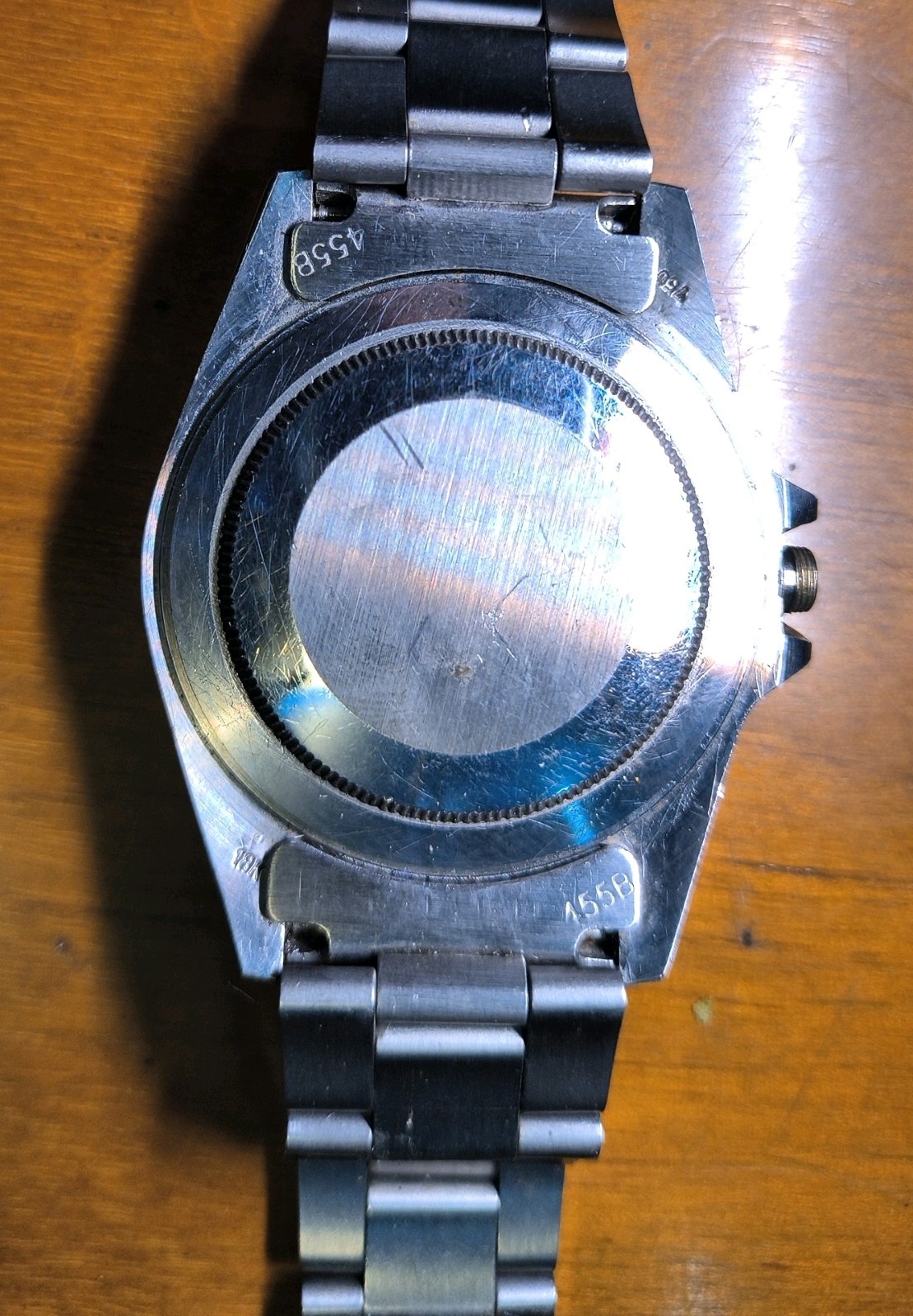 40mm stainless steel Watch- possibly Rolex- sapphire glass- 455B