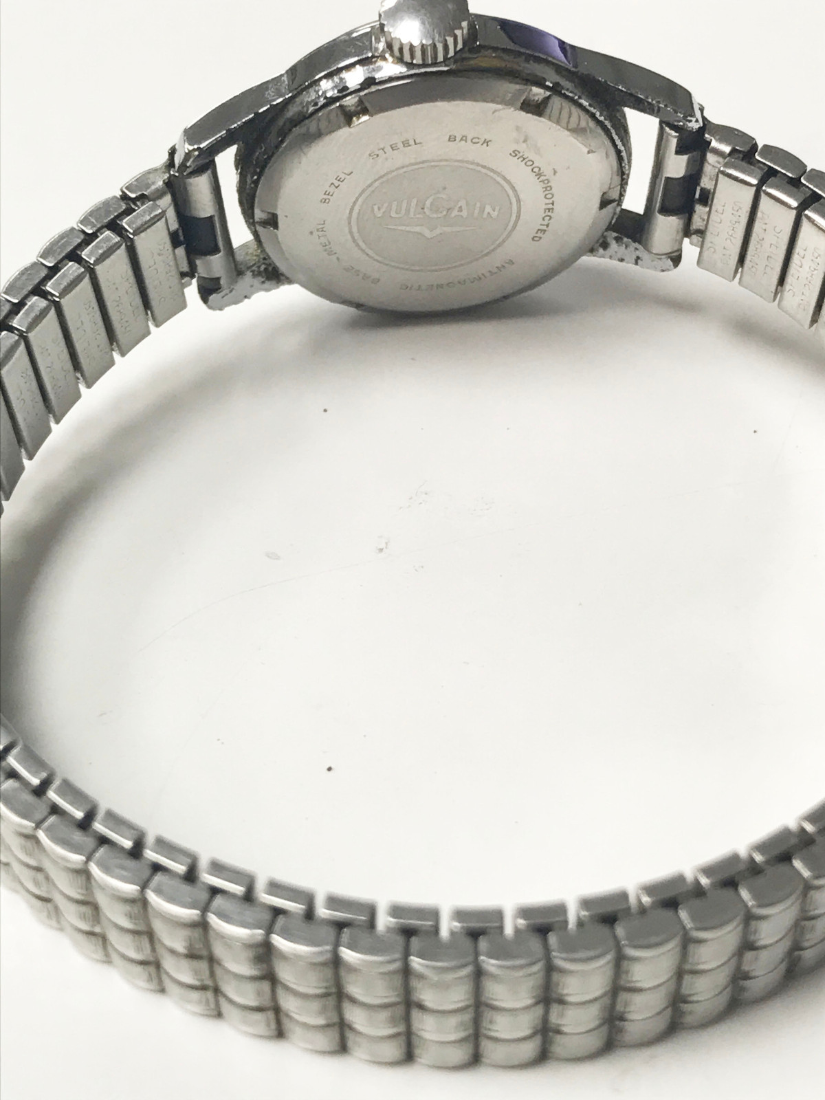 Vulcain 17 Jewel Silver White Dial Silver Stretch Expandable Band Watch