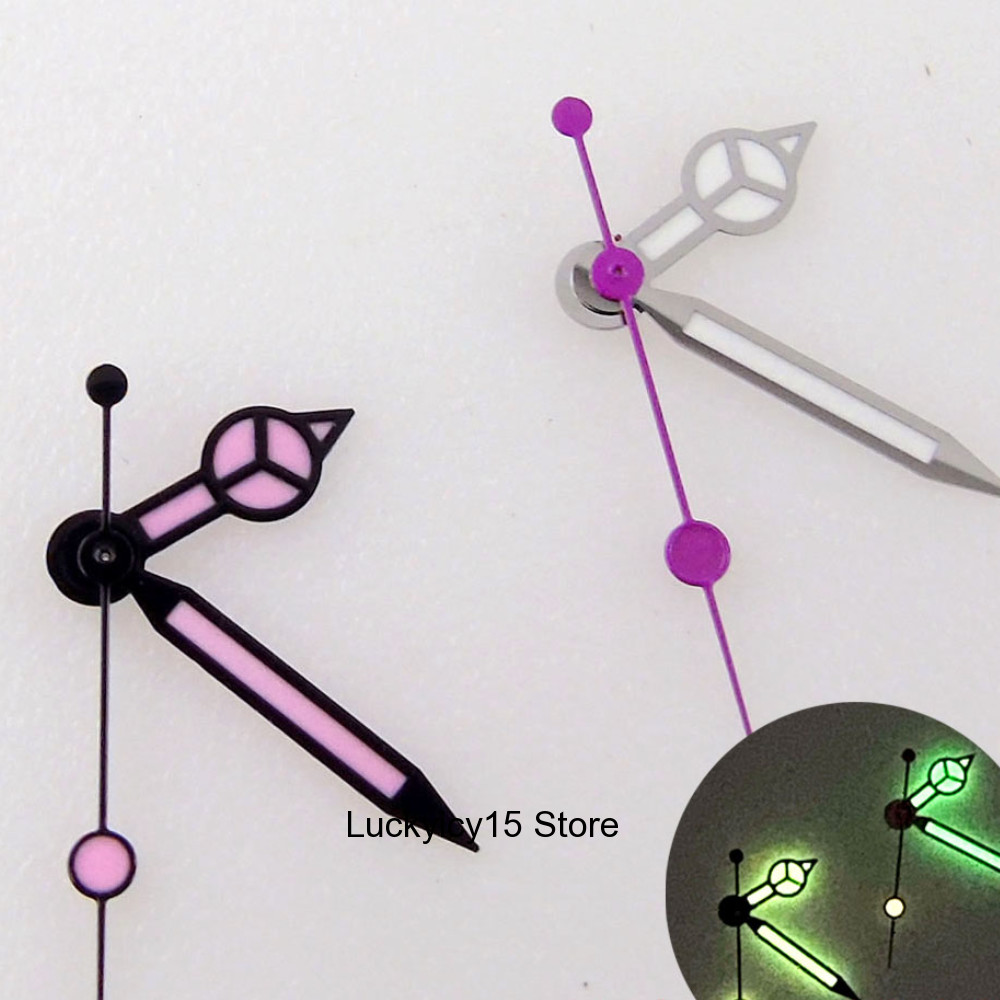 Black Silver Edge Luminous Pink Watch Hand Set fit NH35A NH36A 7s26 7s36 Part