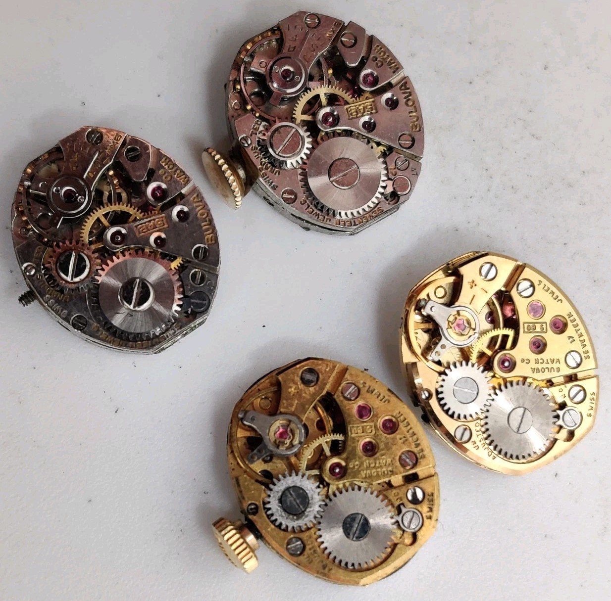Lot Of 4 Bulova 5BD 5AB movements Run For Repair