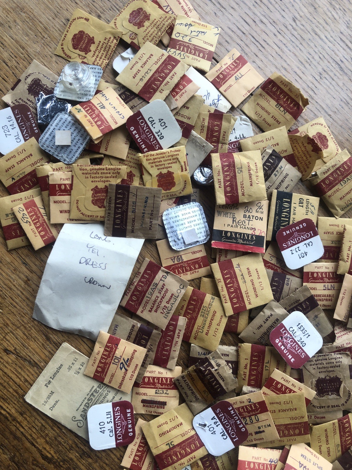 Large Lot Near 200 Vintage NOS Longines Watch Material Parts for the Watchmaker