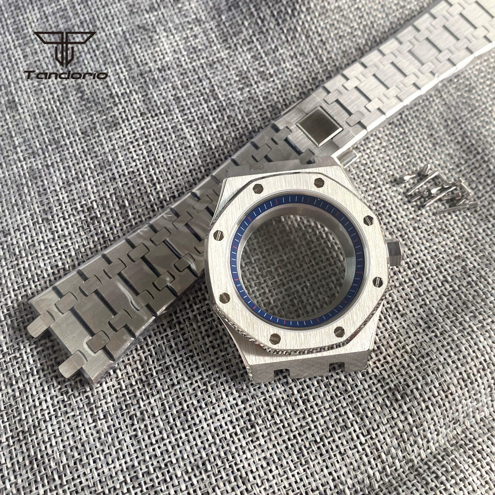 42mm Stainless Steel Watch Case Chapter Ring Sapphire Glass Fit Japan NH35 NH36