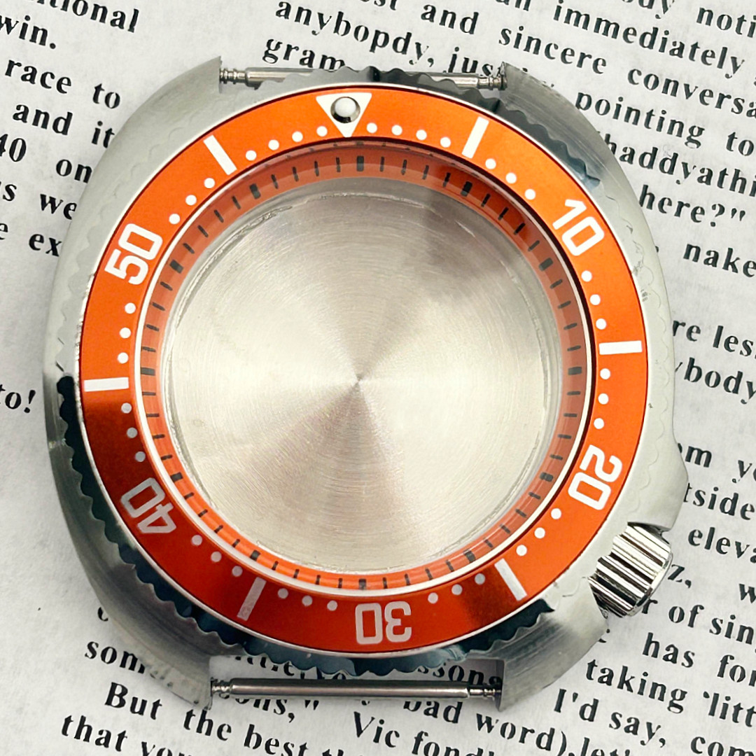 44MM Silver Steel Sapphire glass Orange Watch Case Fit Japan NH34 NH35A Nh36A