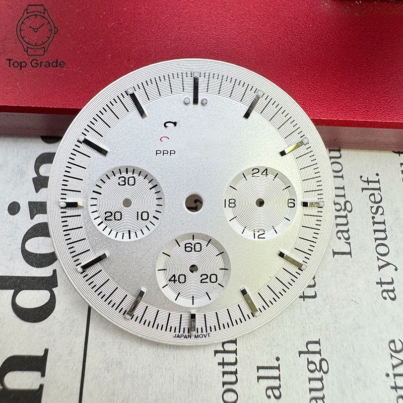 32.5mm Watch Dial Matte White Green Luminous Fit VK63 Movement Mod Parts