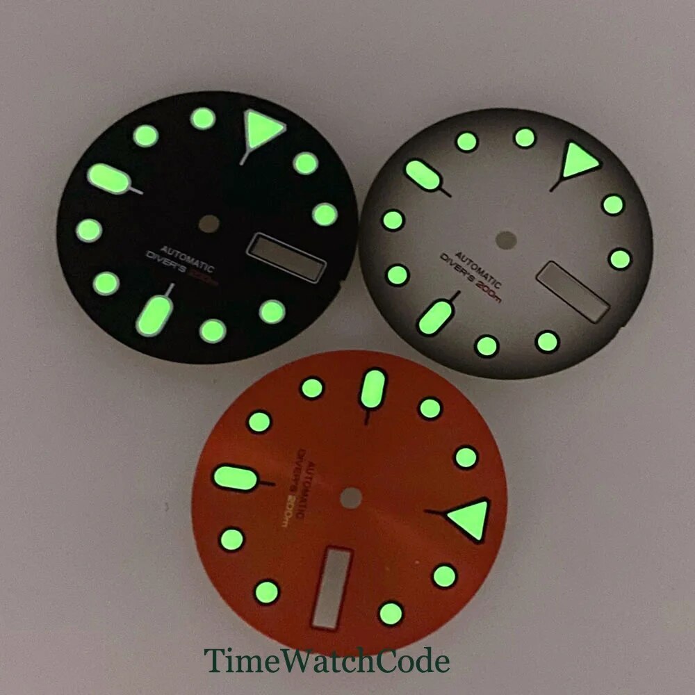 29mm Watch Dial Face Black Gray Orange Dial for NH36 for 3H 3.8H 4.1H Crown