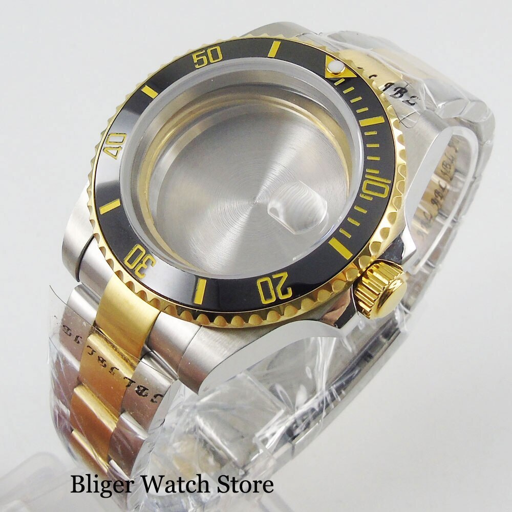 40mm Two Tone Gold Watch Case fit NH35A NH36A NH34A ETA 2824 MIYOTA 8215 PT5000
