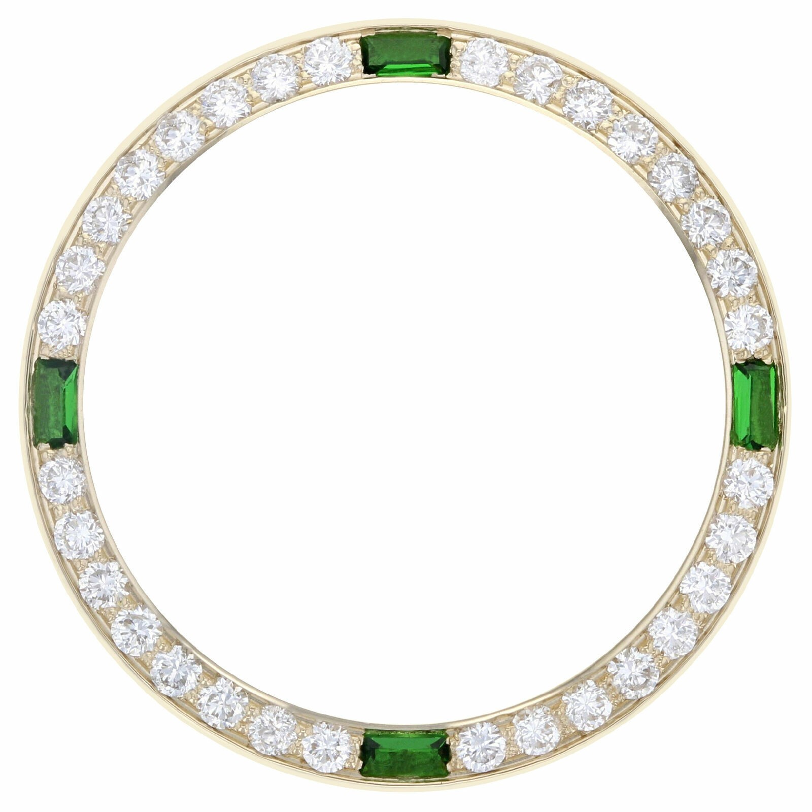 1CT BEAD SET NATURAL DIAMOND BEZEL 18KY FOR ROLEX DATE DATEJUST WITH 4 EMERALDS