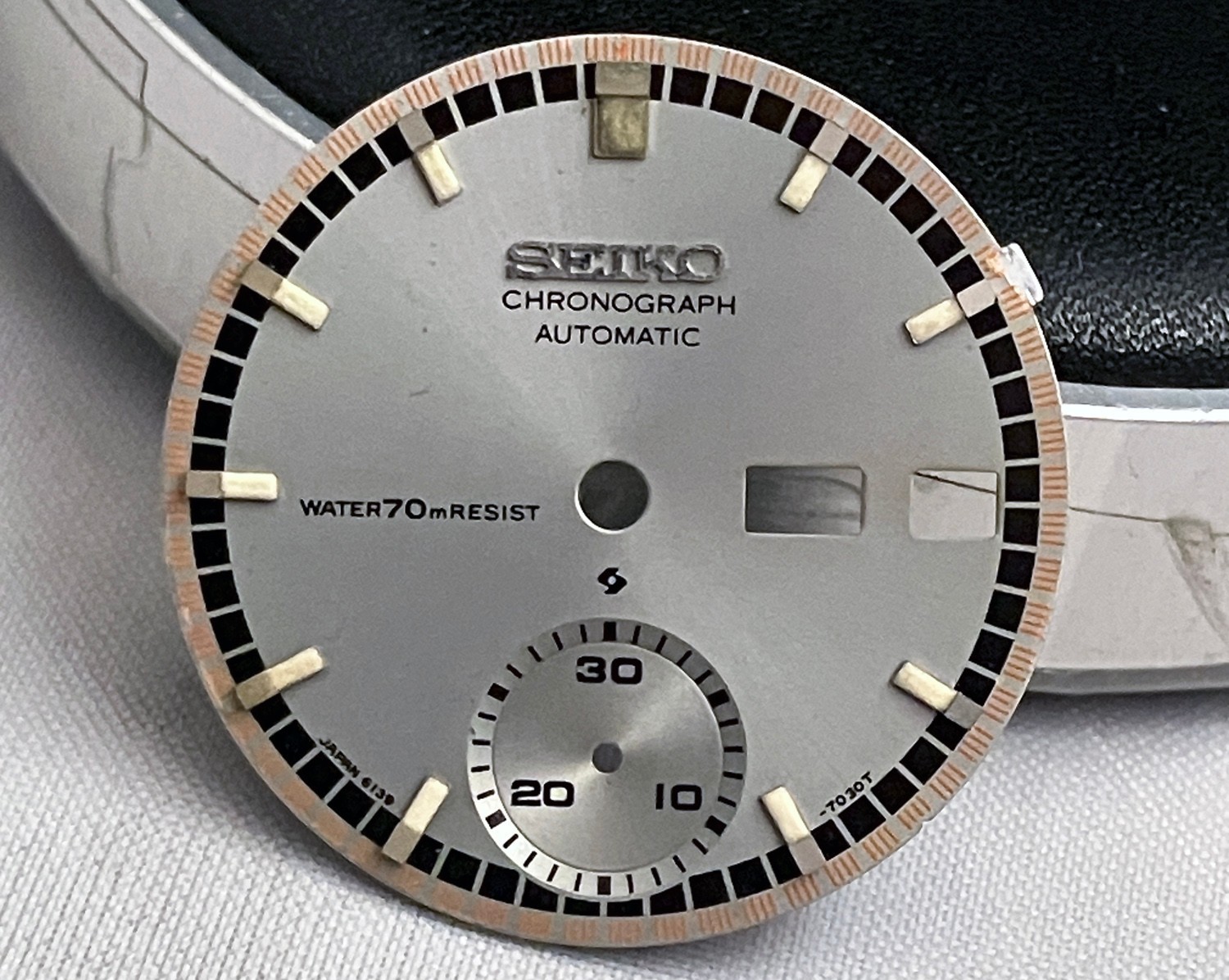 Genuine Seiko 7030T Water70mResist Dial for 6139-7001 & Dial Holder Code 1971/1