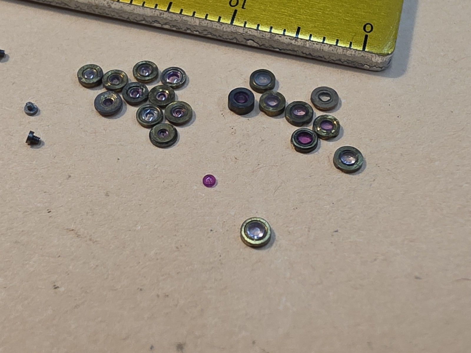 Lot Of NOS Elgin Mixed 0s-3/0, & 4/0 Pocket Watch Hole & Cap Jewels, Screws