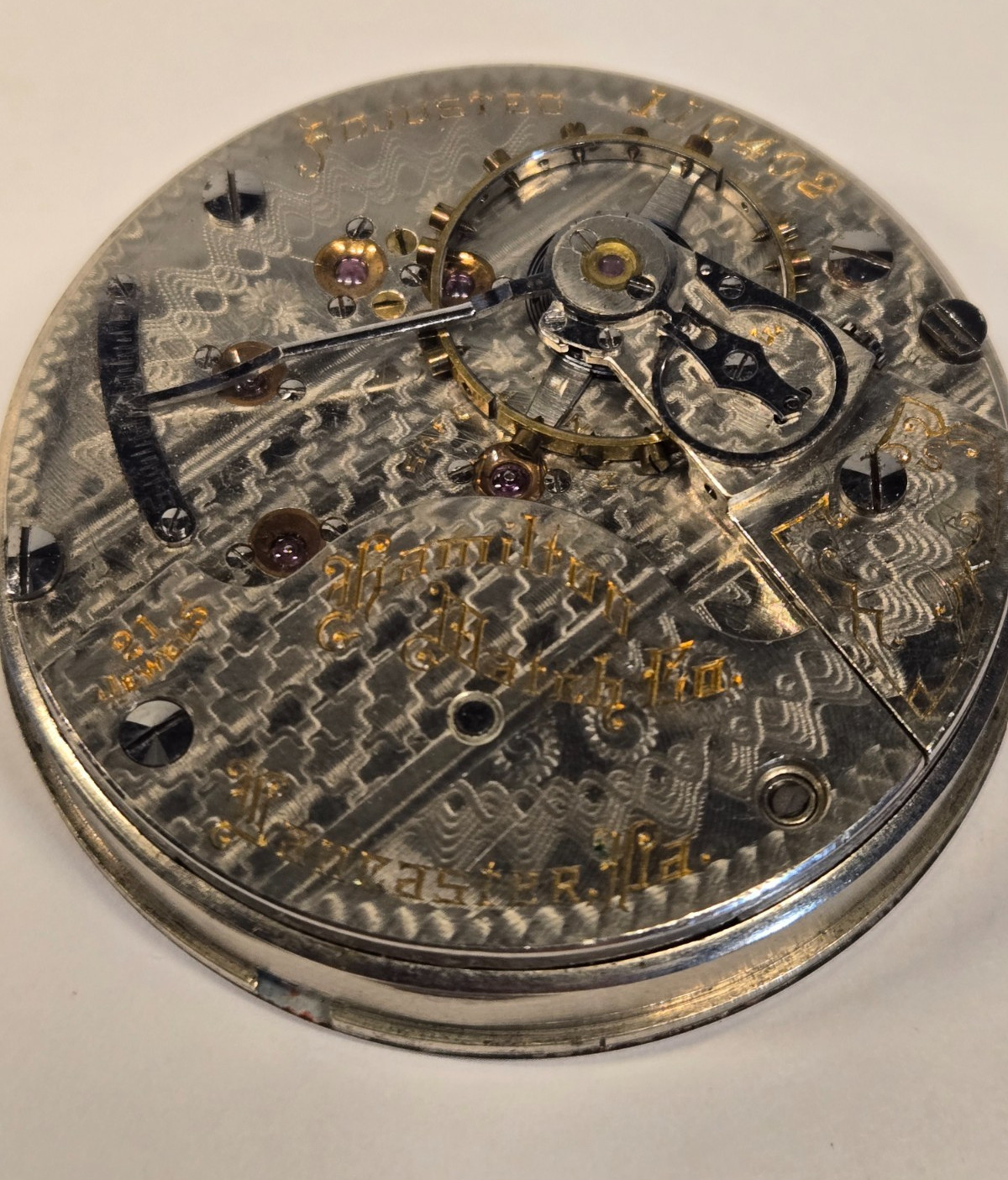 18s Hamilton Pocket Watch Movement – Grade 940 – 21 Jewels, Adjusted 5 Positions