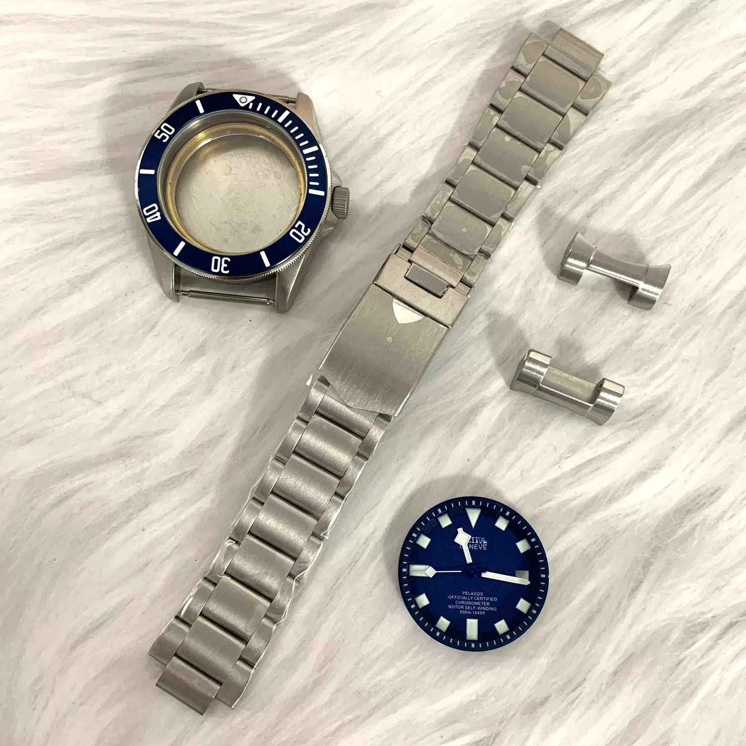 DIY SET 42mm Steel Watch Case + dial + hands + Strap For NH35 NH36 Accessories