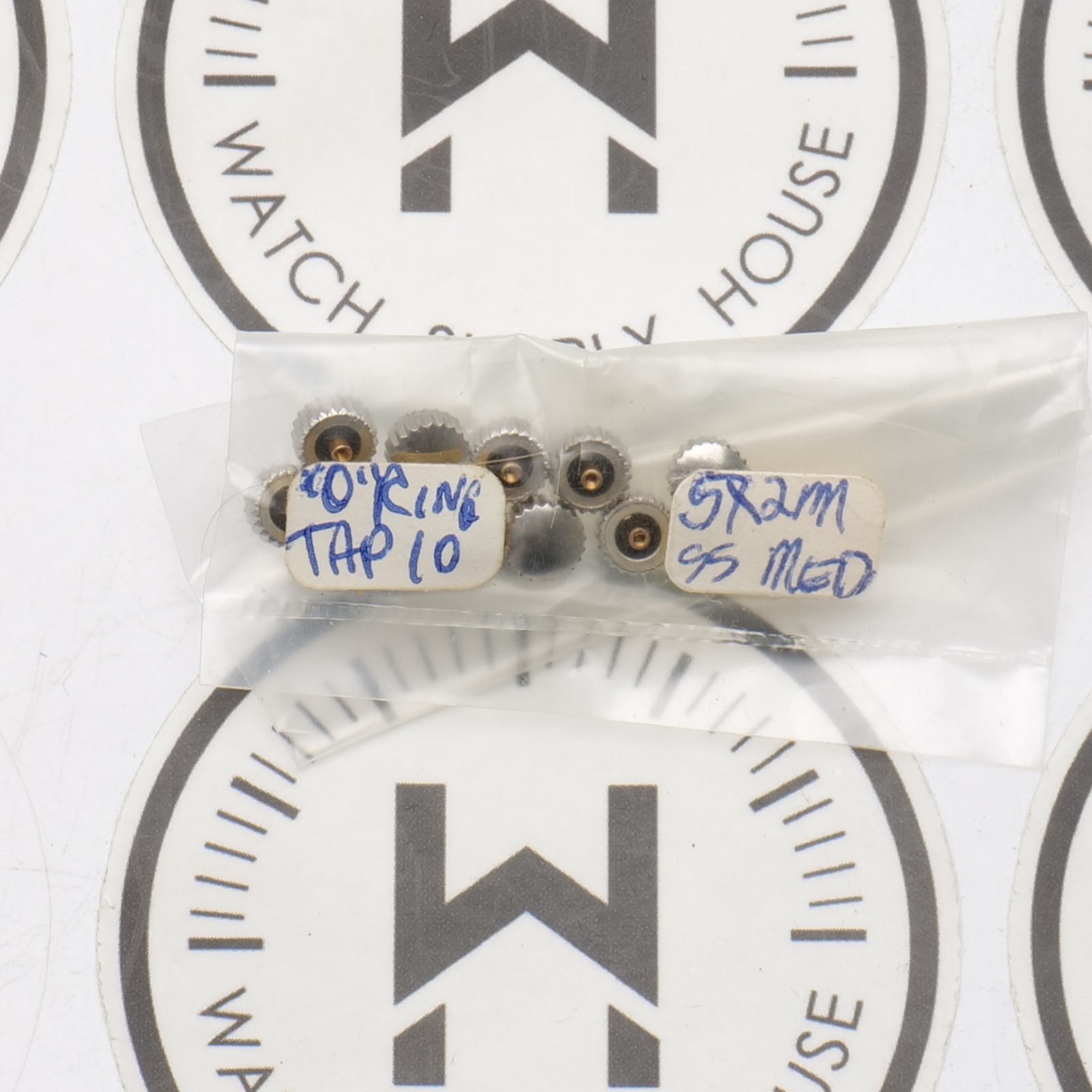 NOS Watch Crown Lot 10 SS Silver Tone 5x2mm Tap 10 Medium Post O Ring (G3D15)