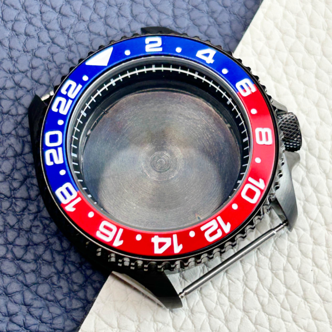 SKX007 SRPD Red Blue Watch Case Mod 42.5mm For NH35 NH36 Movement 3’8 Crown 5ATM