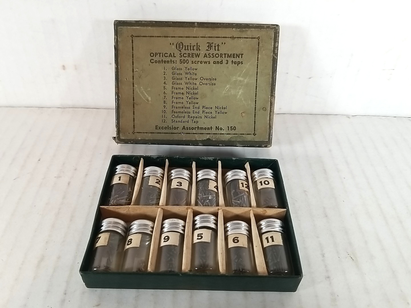 Vintage Quick-Fit Optical Repair Screw Assortment Kit No. 150 Watchmaker Tools
