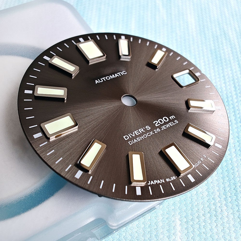 28.5mm 62MAS Sun pattern Watch Dial Green Luminous for NH35 NH36 4R Movement