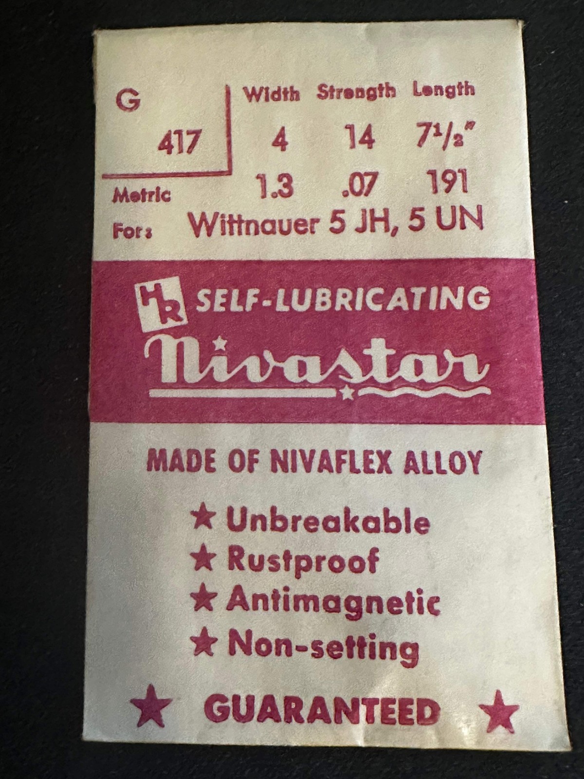 HR Nivastar Mainspring G417 for Wittnauer 5JH, 5UN – Alloy