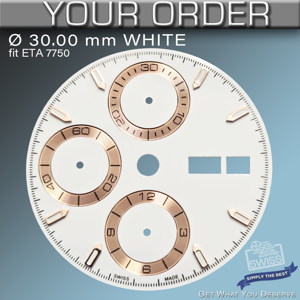 DIAL FIT MOVEMENT ETA VALJOUX 7750, Ø 30.0 mm, WHITE DAY DATE