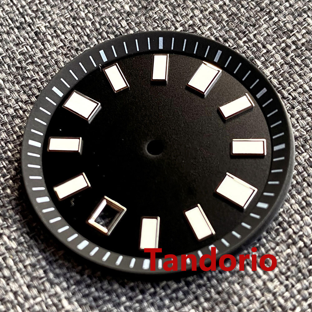 33.4mm black blue green watch dial luminous dial fit NH35 movement