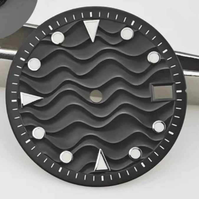 28.5mm Water Ripples Watch Dial Green Lume for Nh35 Nh36 Movement Watch Parts