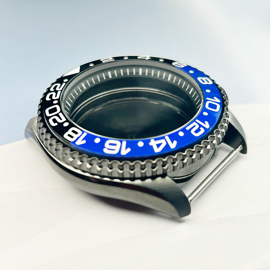 42mm Black PVD Ceramic Blue Bezel Chapter Ring Watch Case Fit NH35 NH36 SKX007